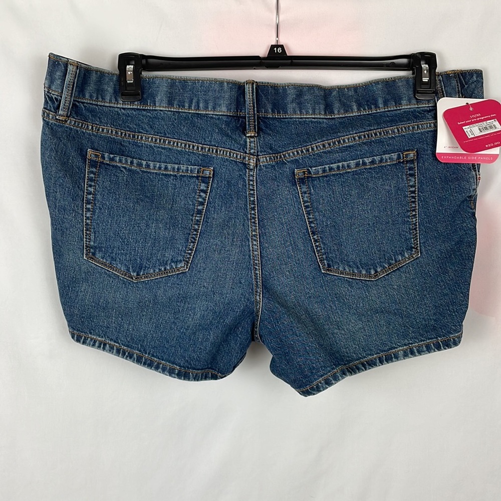 NWT Isabel Maternity Blue Denim Midi Shorts - Size 16 - Picture 5 of 11